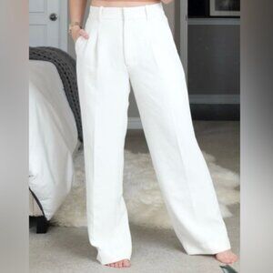 Aritzia Wilfred Women High Waisted Wide Leg Pleated Dress Pant Crepette Career 8